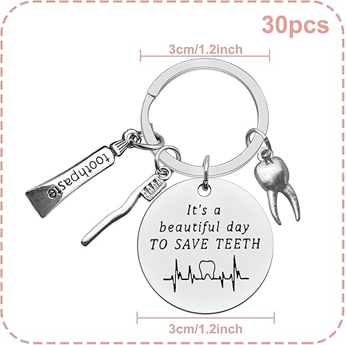 Vista 4 de Divertido llavero de dentista Higienista dental y regalo de graduación para estudiantes para hombres y mujeres