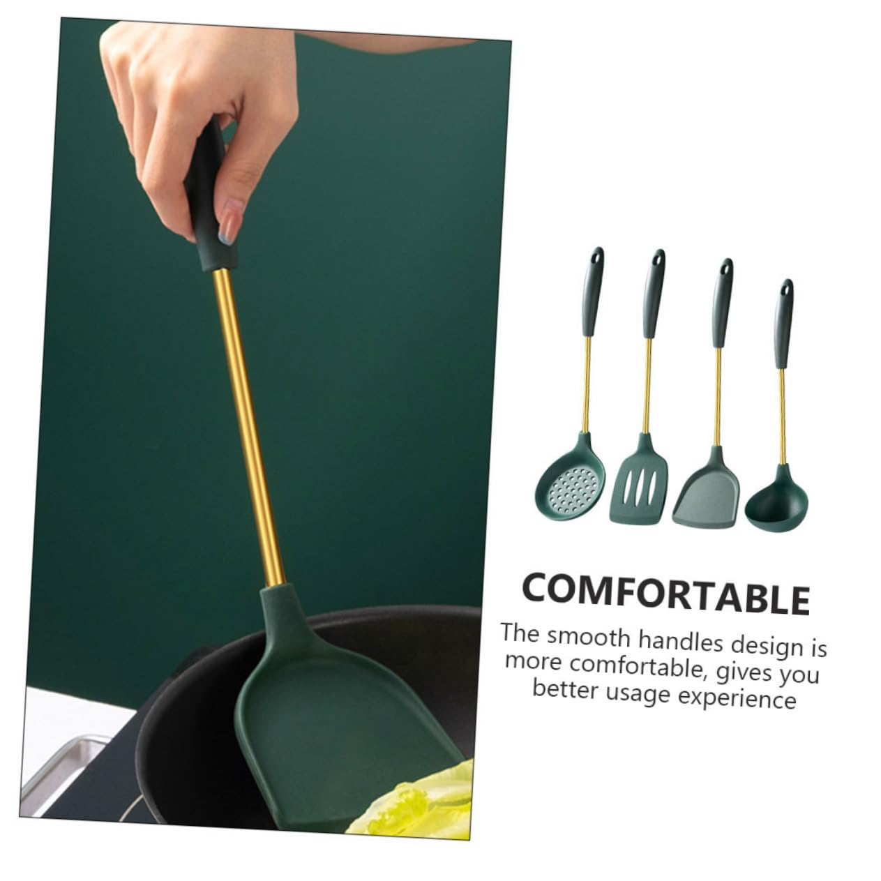 Utensili Cucina Acciaio Resistente Al Calore Utensili Da Cucina in Silicone Antiaderente Per Uso Domestico Durevoli Ganci Per Riporre e Drenare Acqua