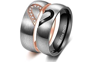Personalized Couples Promise Ring Set Wedding Bands Sets for Him and Her