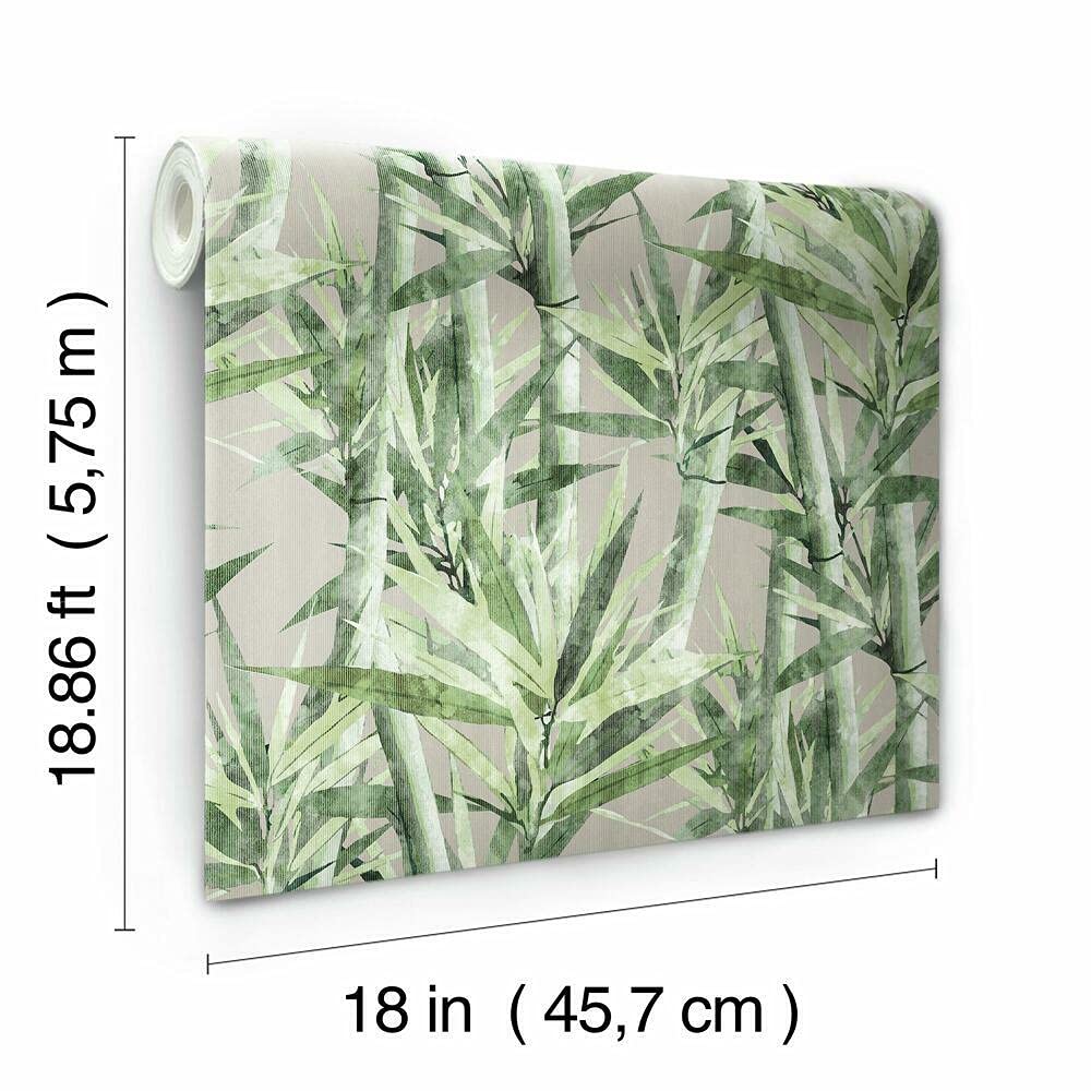 RoomMates RMK11367RL Beige Lucky Bamboo Peel and Stick Wallpaper, Large Sample - Image 2