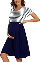 Vista 1 de Vestido de maternidad de manga corta para mujer, ropa de embarazo con bolsillos