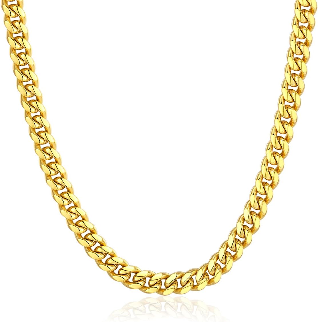 ChainsPro Stainless Steel Cuban Link Chains for Men, 4.8/6/10/14mm Width Cuban Chain Necklace, Black/18K Gold Plated/Silver No Tarnish Chains Jewelry for Men, 18-30 inch Length Hip Hop Miami Necklace, Send Gift Box