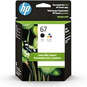 HP 67 Black/Tri-color Ink Cartridges (2 Count - Pack of 1) | Works with HP DeskJet 1255, 2700, 4100 Series, HP ENVY 6000, 6400 Series | Eligible for Instant Ink | 3YP29AN
