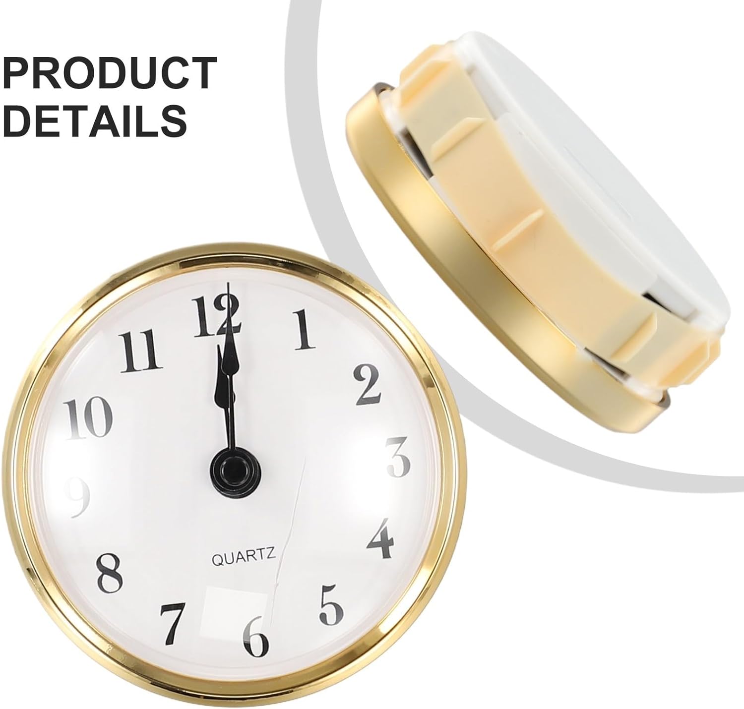 Gold Rim Clock Insert 80mm Quartz Movement with Arabic Numerals, DIY Replacement Clock Home Decor Crafts, 3 Inch Mounting Diameter(gold Arabia)