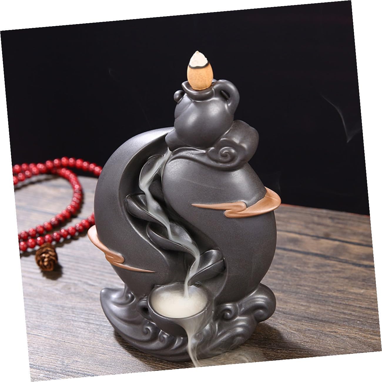 Ceramic Backflow Incense Burner Cone Holder Zen Incense Holder Desktop Ornament Home Fragrance Decor for Meditation and Relaxation