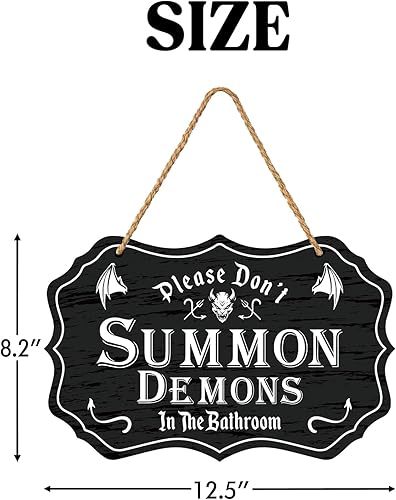 Miniatura 2 de Divertido letrero de puerta de madera de Halloween, letrero de bienvenida gótico para puerta delantera, decoración de baño, letrero colgante de