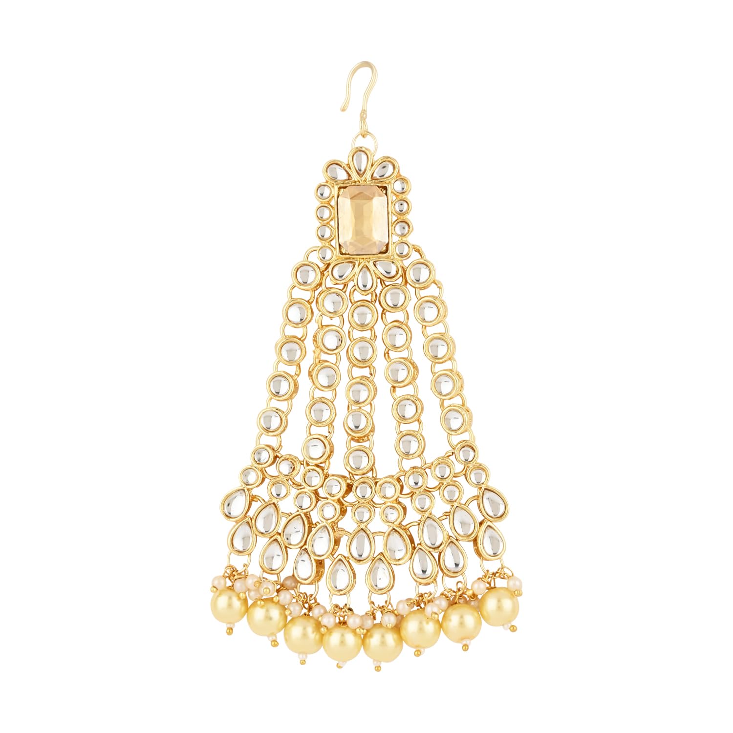 I Jewels Gold Plated Mughal Beautiful Long Pearl Kundan Jhumar Passa/Jhoomar Maang Tikka for Women (Style6) (B0D5VB6F6G) Amazon Price History, Amazon Price Tracker
