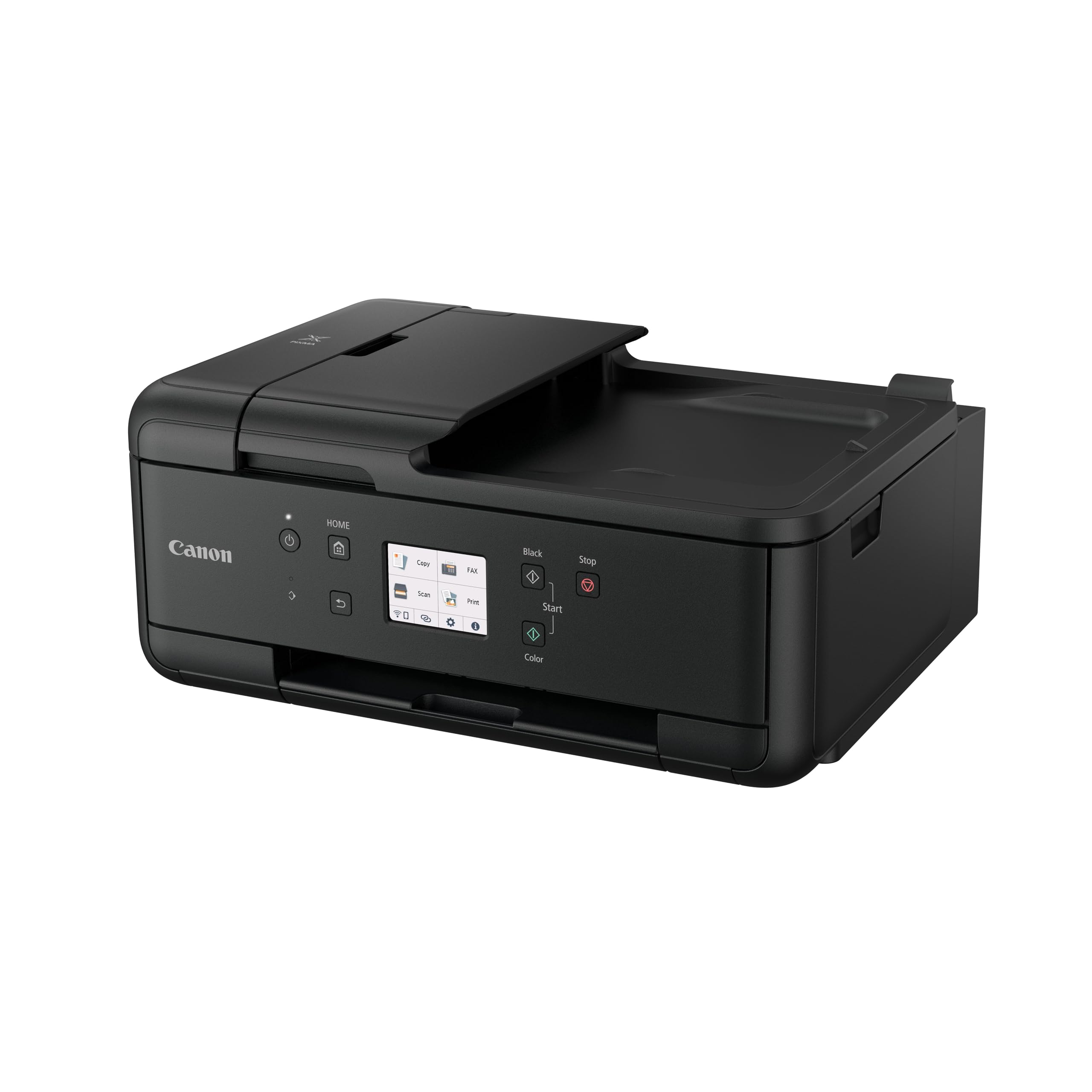 Canon Pixma TR7650 Impresora Multifunción 4 en 1, Sistema de Inyección de Tinta, Copiar, Imprimir, Escanear, Fax, WiFi, 5 Cartuchos de Tinta Independientes, ADF 20 Hojas, Pantalla Táctil, A4, Negro
