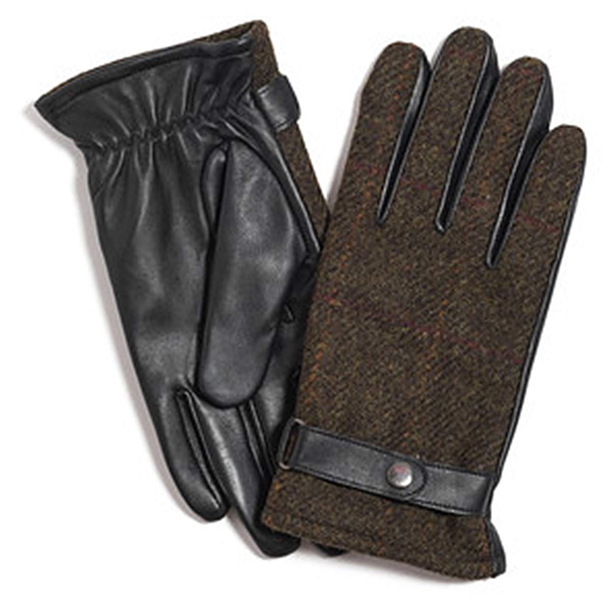 Failsworth Millinery Harris Tweed Mens Gloves in Mocha, size: Small-Medium