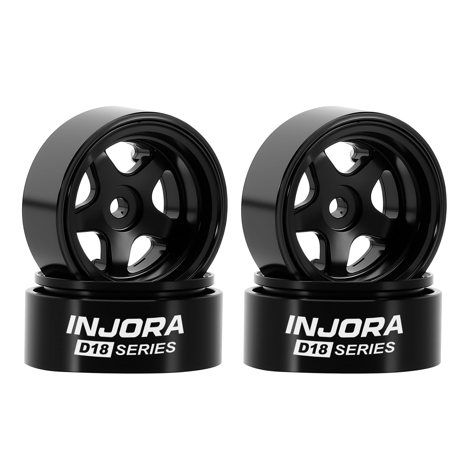 INJORA 0.7" D18 Aluminum 5-Spoke Beadlock Wheels for 1/30 Axial SCX30 (W7002)