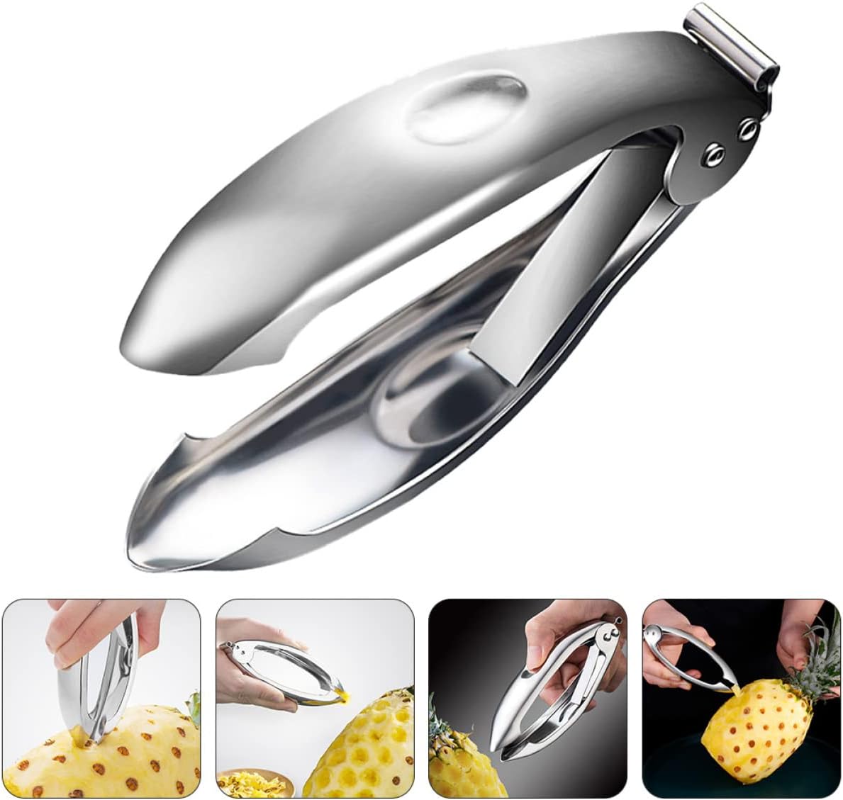 Hemoton 3pcs Pineapple Cutter and Peeler Tool Ergonomic Handle to Use for Pineapple Strawberry and Carrot Preparation Kitchen