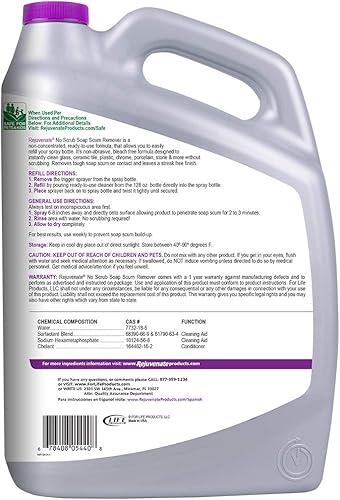 Miniatura 3 de Rejuvenate Fórmula de limpieza para eliminar residuos de jabón sin exfoliantes y sin exfoliantes, limpiador de puerta de vidrio de ducha funciona en