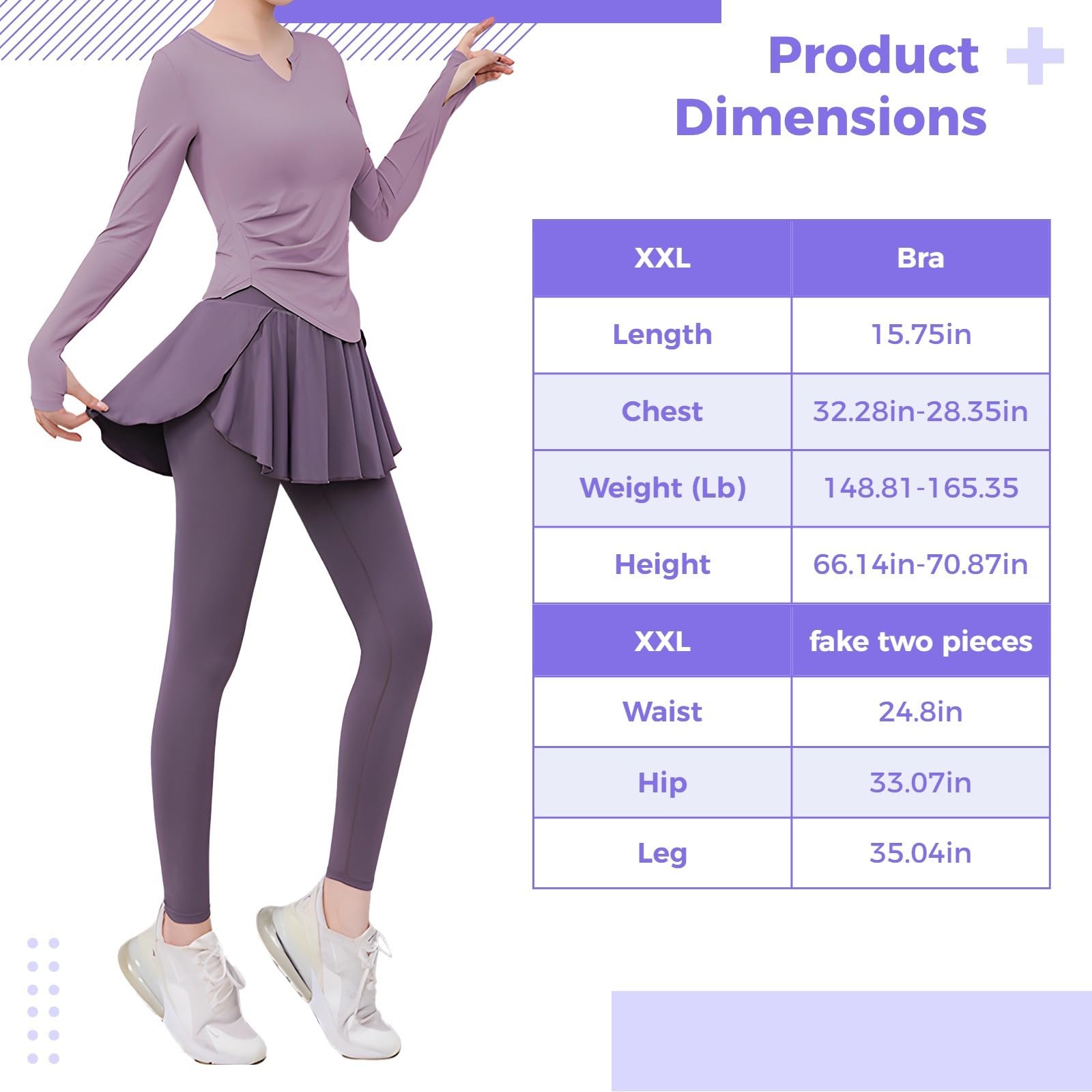 Set da yoga da donna, set da allenamento in tre pezzi per donna, misto poliestere traspirante, include top a maniche lunghe e senza maniche, XXL per 61-68 kg