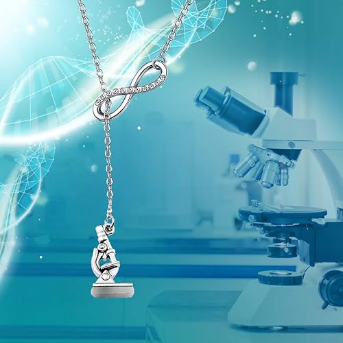 Miniatura 4 de FUTOP Science Gift Biologist Science Jewelry - Collar con microscopio de ADN y Lariat y regalo para científicos, químicos
