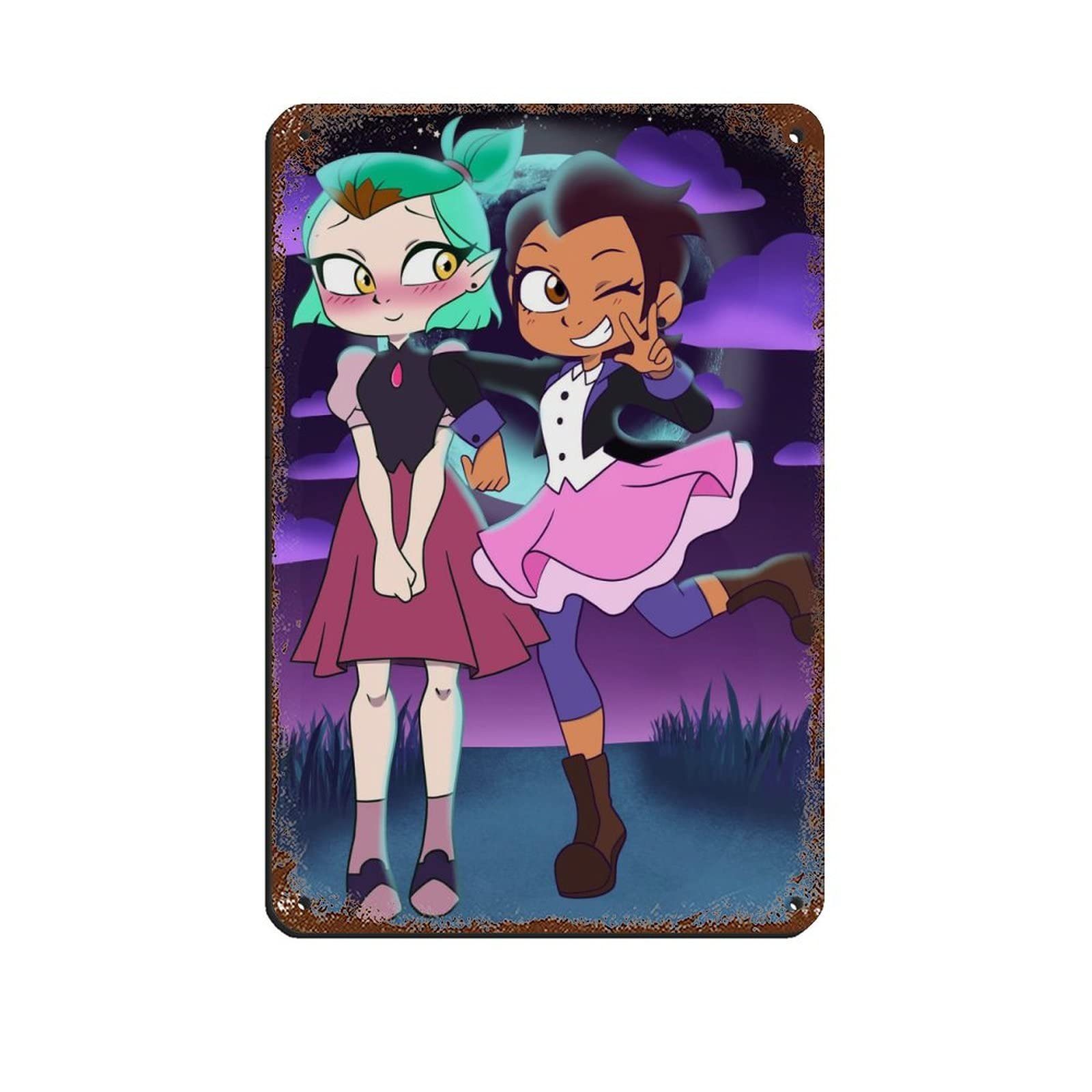 The Owl House Amity And Luz Poster Tin Sign Vintage Metal Pub Club Cafe Bar Home Wall Art Decoration Poster Retro 8x12inch(20x30cm)