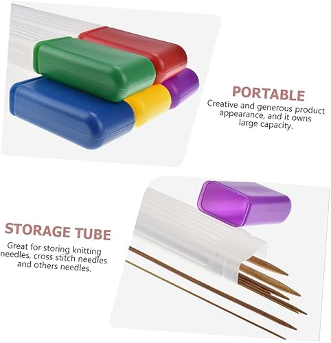 Miniatura 5 de COHEALI Caja de almacenamiento de agujas de plástico, contenedor de agujas de plástico, caja de almacenamiento de agujas, tubo de aguja de coser,
