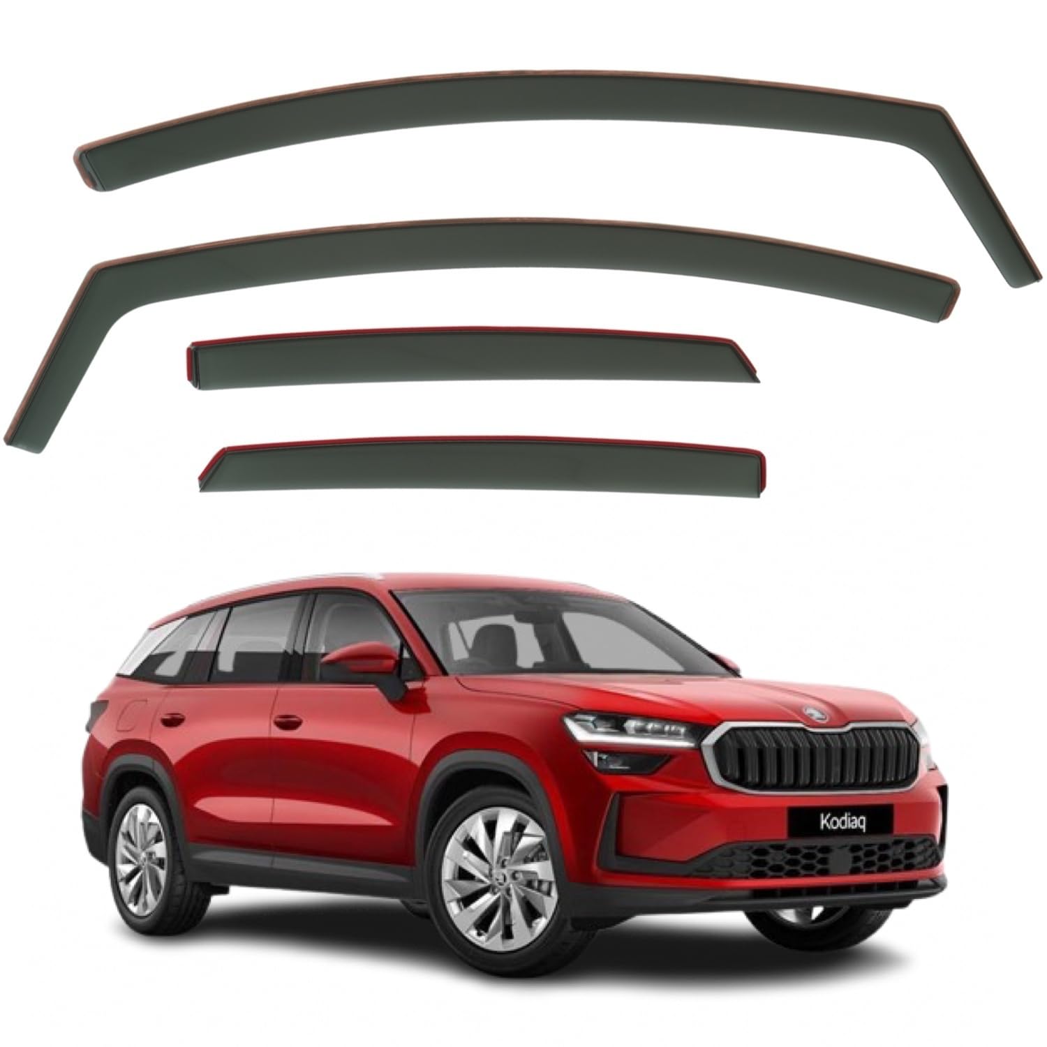 Set Di 4 Deflettori D'aria Per Skoda Kodiaq 5 Porte (2017-2023), Protezione Pioggia E Vento, Materiale Acrilico Resistente