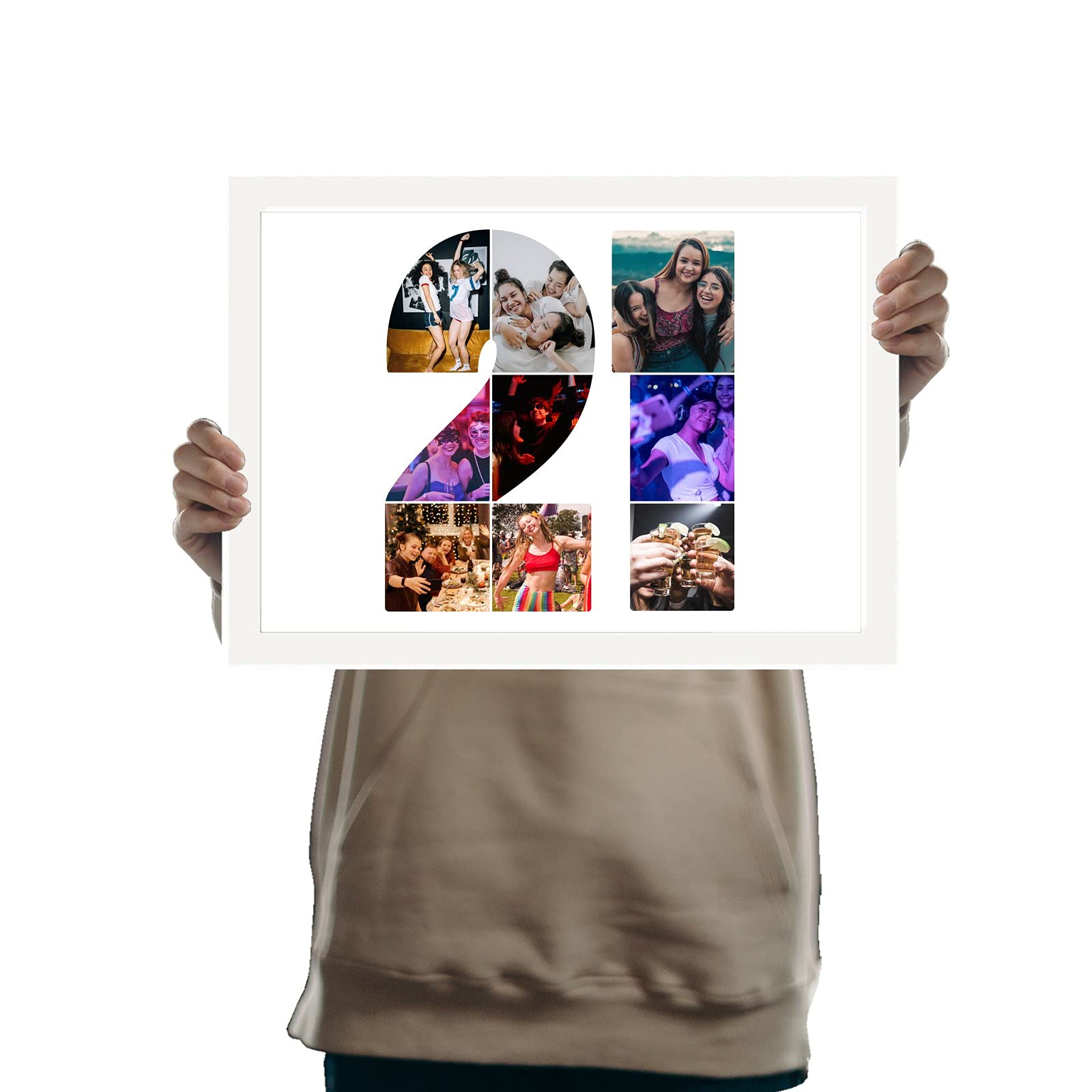 You Personalise 21st Birthday Personalised Photo Collage Framed White A4