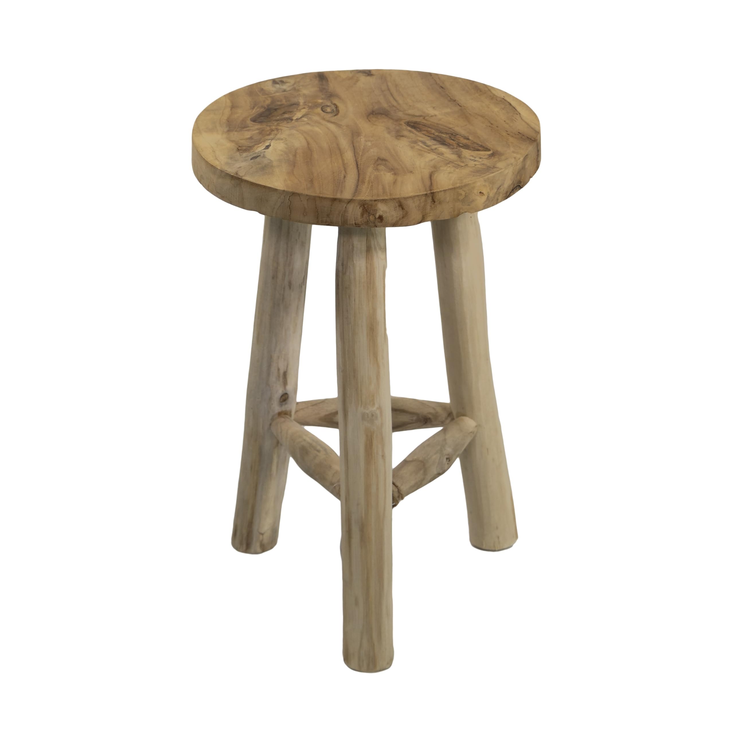 Spetebo Teakhouten bloemenkruk 17 x 15 cm rond, zwart/klein, houten plantenkruk met 4 poten, echt hout, decoratief, massief hout, bloemen- en plantenstandaard