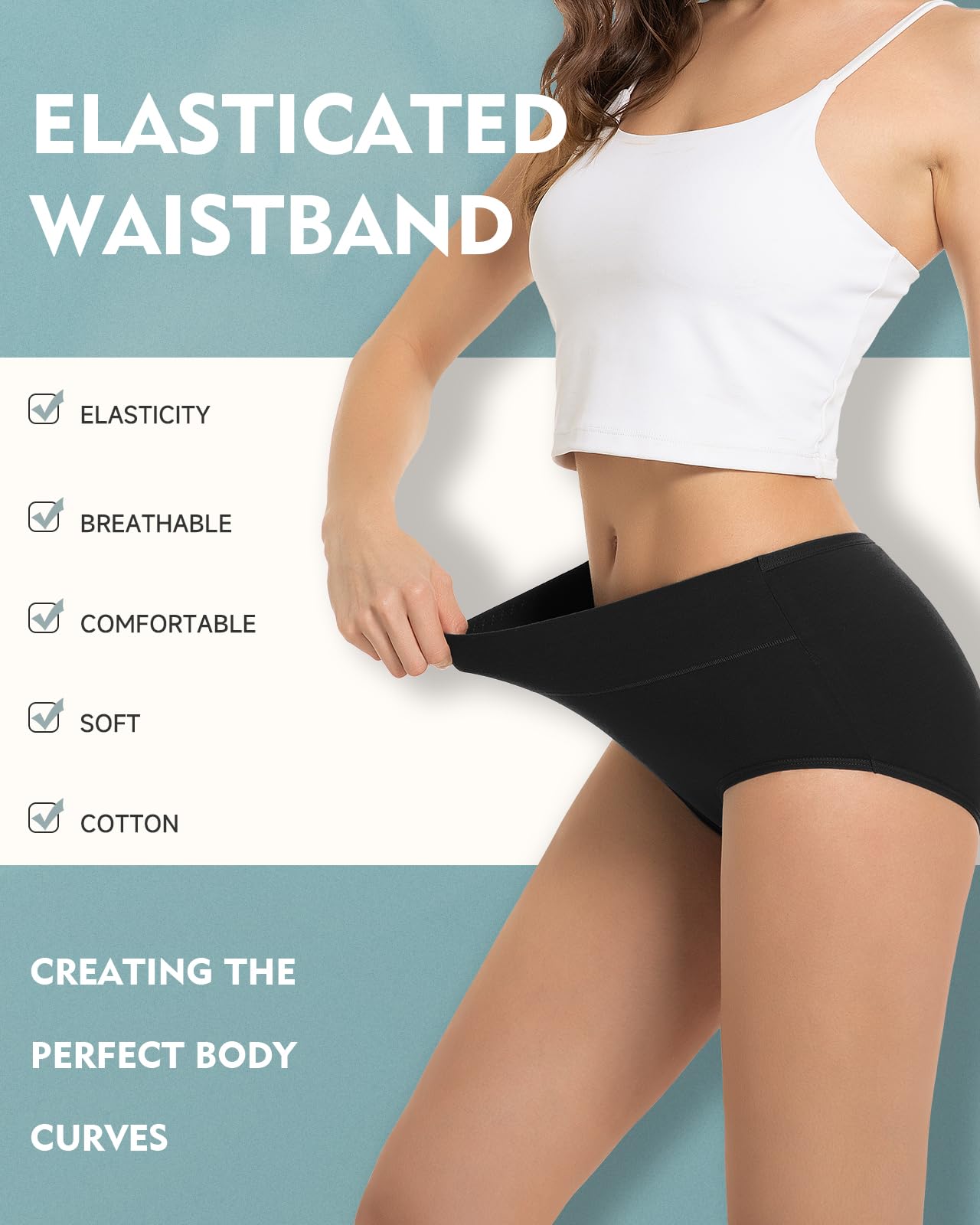 TANSTC Mutande Slip Donna Cotone Vita Alta Culotte Donna Comode Elasticizzato Sexy Intimo, Pacco da 5
