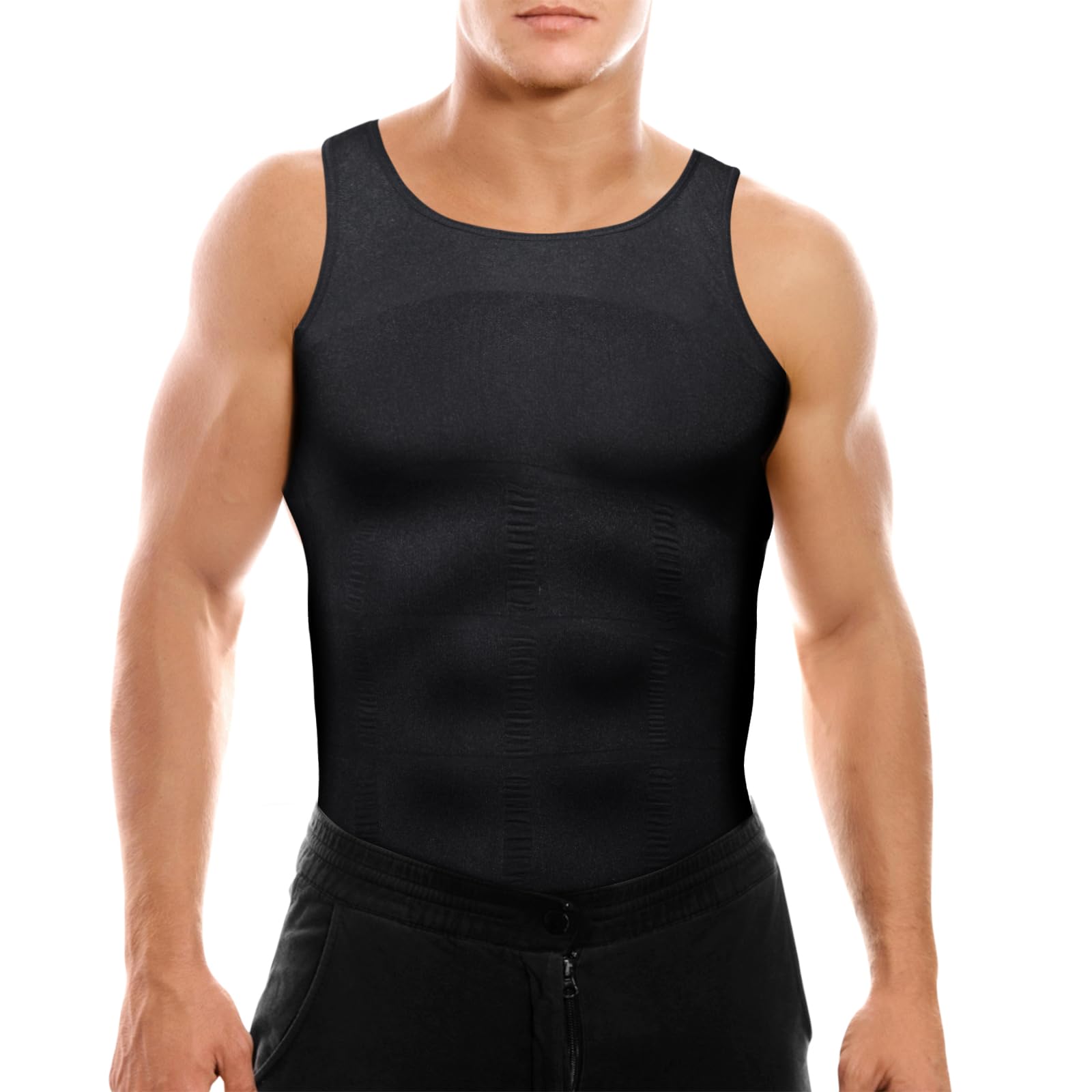 LGMTR Mens Slimming Body Shaper Vest, Gynecomastia Compression Shirts, Tummy Control Undershirts