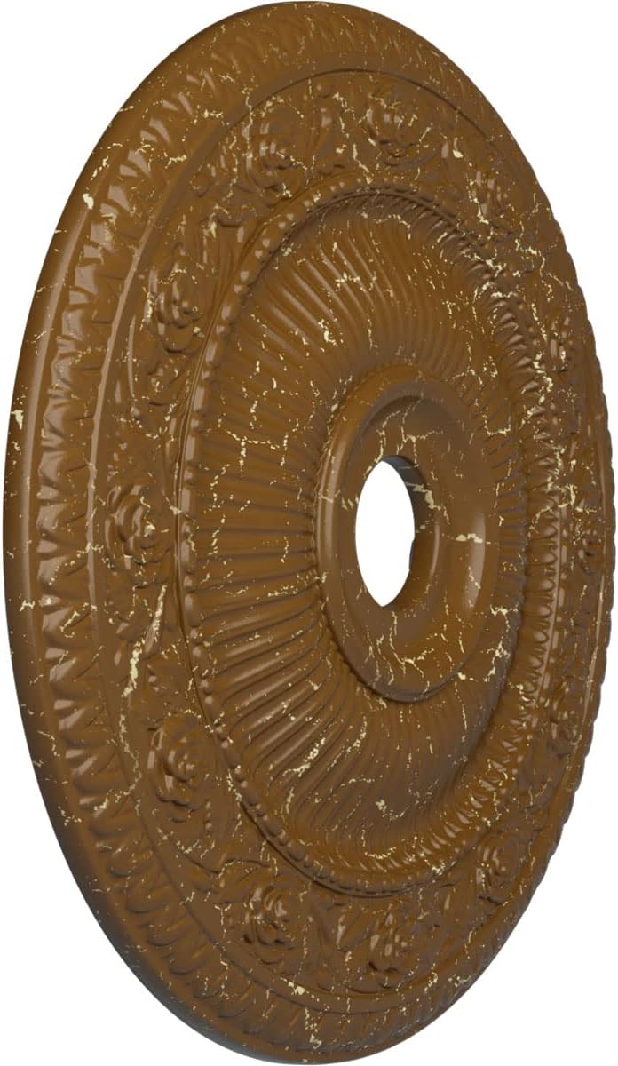 Ekena Millwork CM24LO1STC - 24 1/4"OD x 3 7/8"ID x 2"P Logan Ceiling Medallion (Fits Canopies up to 6 1/8") - Ceiling Medallion, Smokey Topaz Crackle