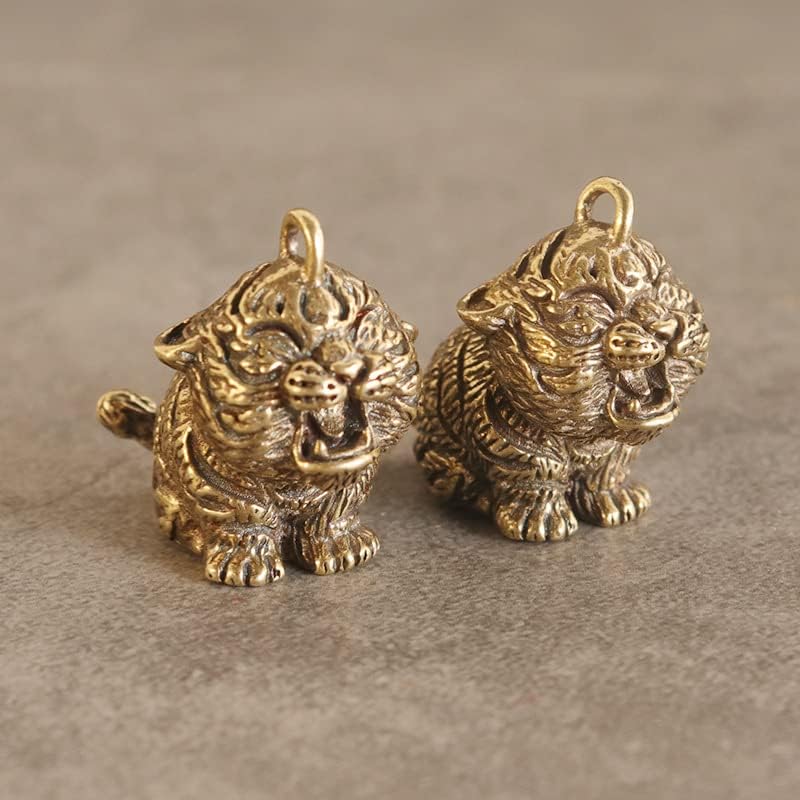 Brass luck mascot pendant Copper exorcism Amulet keychain Small ornaments 黄铜小老虎钥匙扣十二生肖挂件可爱虎手办创意吊坠小铜器
