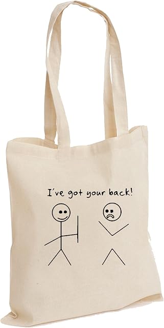 I've Got Your Back Stick Man Best Friends Gift Cotton Tote Bag Unisex