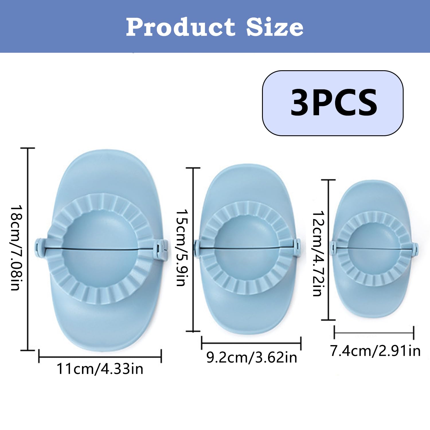 3 Piezas Molde Empanadillas, Molde de Clip para Bola de Masa, Dumpling Maker para Ravioli, Prensa Manual de Empanada, para Hacer Bolas de Masa Hervida, Pegatinas para Ollas