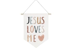 Jesus Loves Me Canvas Banner: Enhance Kids' Spirituality with Inspirational Bible Verses