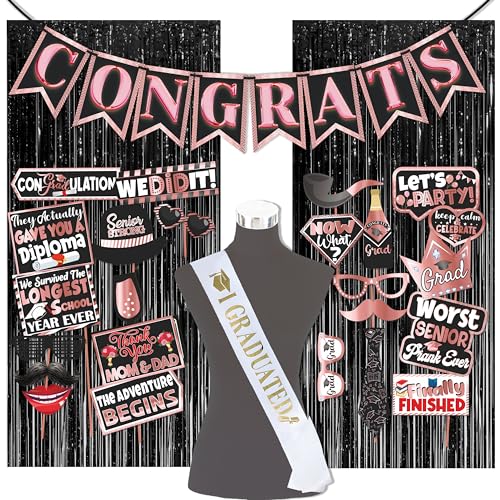 Image of Wobbox Graduation Props for Adults, Graduation Party Props, Happy Graduation Banner, Graduation Sash, Graduation Party Decorations Items (FP5057)