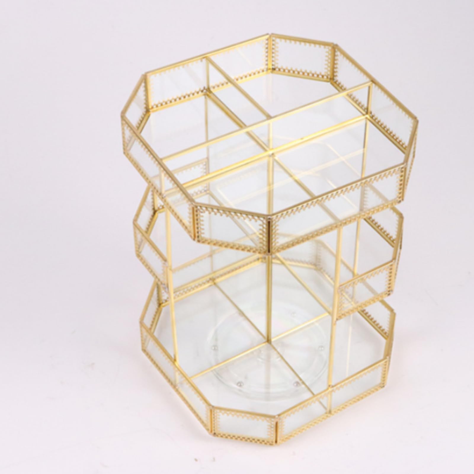 Gralara Organizador Octogonal Cosméticos Perforado Caja Giratoria Transparente Multiusos Soporte Giratorio 360 Grados