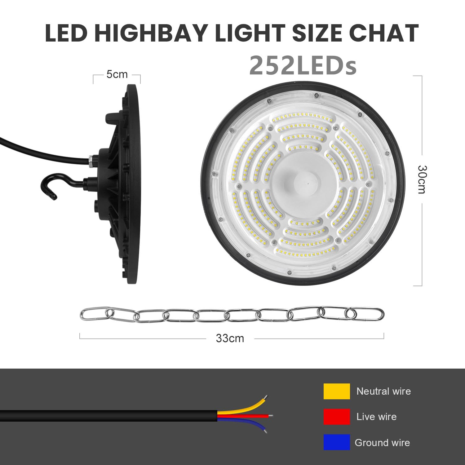 UFO Reflektor LED przemysłowy 200 W, oświetlenie warsztatowe High Bay Lampa przemysłowa LED żyrandol wewnętrzny, lampa projektorowa do magazynu, garażu, fabryki, warsztatu, gimnazjum
