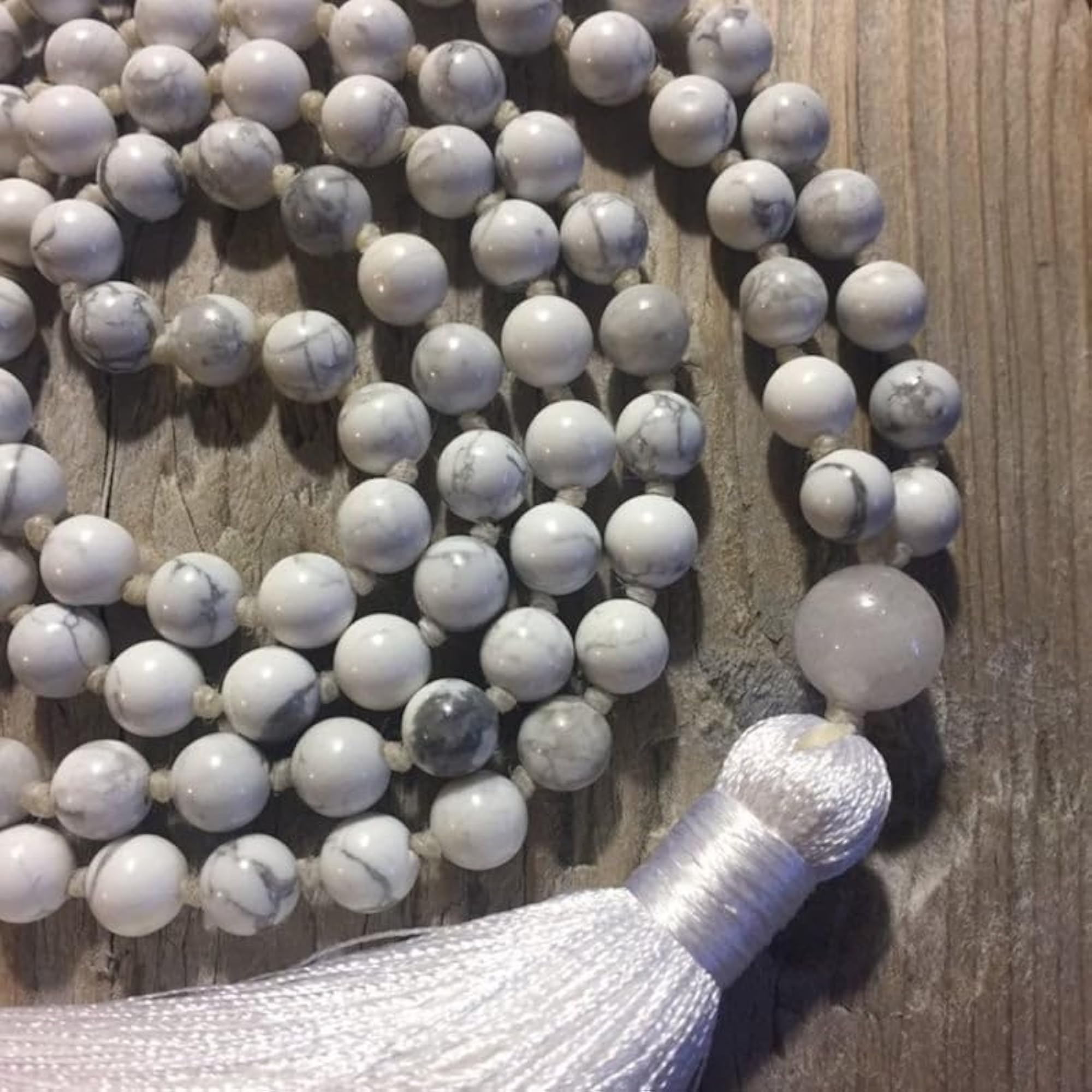 Natural Howlite 6MM Beaded Handmade Prayer Mala Necklace
