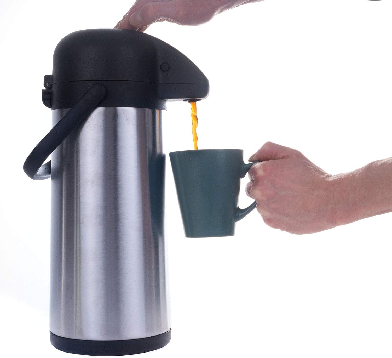 2x Thermoskanne 3 Liter Pumpkanne Kaffee Teekanne Warmhalte Airpot Isolierkanne Doppelwandig Getränkespender Kaffeekanne Thermo Isolierflasche mit Pumpe Edelstahl Für Camping Unterwegs Getränkekühlung
