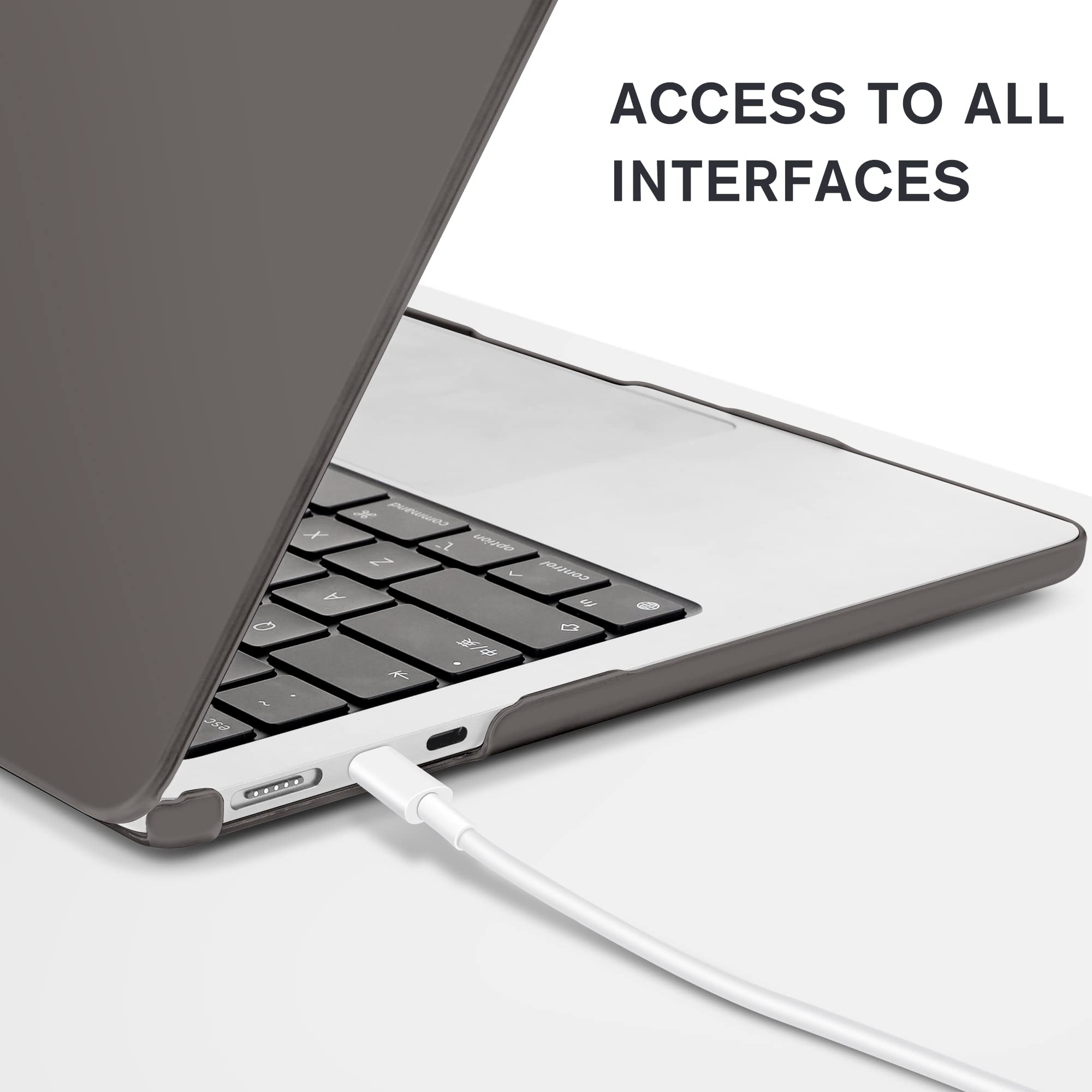 TECOOL Cover compatibile con MacBook Air M4 M3 M2 13,6 Pollici 2022 2024 2025 (A3240 A3113 A2681), Custodia Rigida Protettiva Sottile in Plastica e Copritastiera UE, Grigio