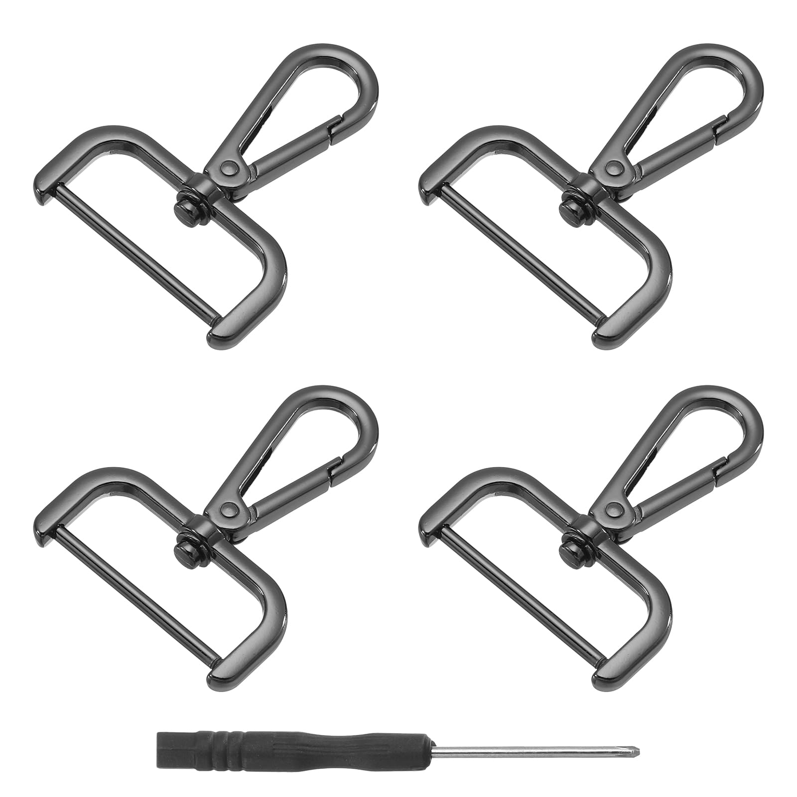 QUARKZMAN 2 Fermoirs Pivotants Mousqueton 38 Mm – Crochet Détachable Avec Tournevis, Anneau 1.5" Argent, Idéal Porte-clés, Sacs, Bricolage