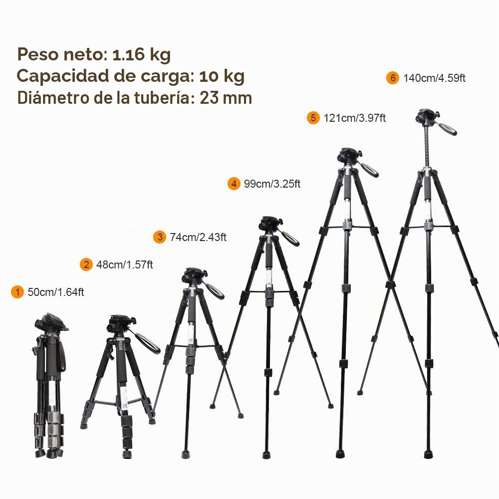 Huepar TPD14 Láser autonivelant Nivel de luz láser trípode Ajustable 56"/143cm con Cabezal Giratorio de 3 vías, Placa de liberación rápida con Montaje de Tornillo de 1/4"-20 y 5/Tuerca Adaptador