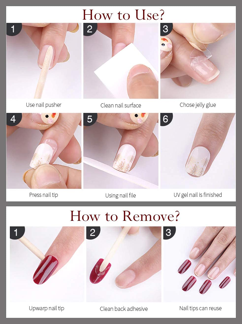 Coslifestore Red Stick On Nails for Women, Round, 24 Pcs 1