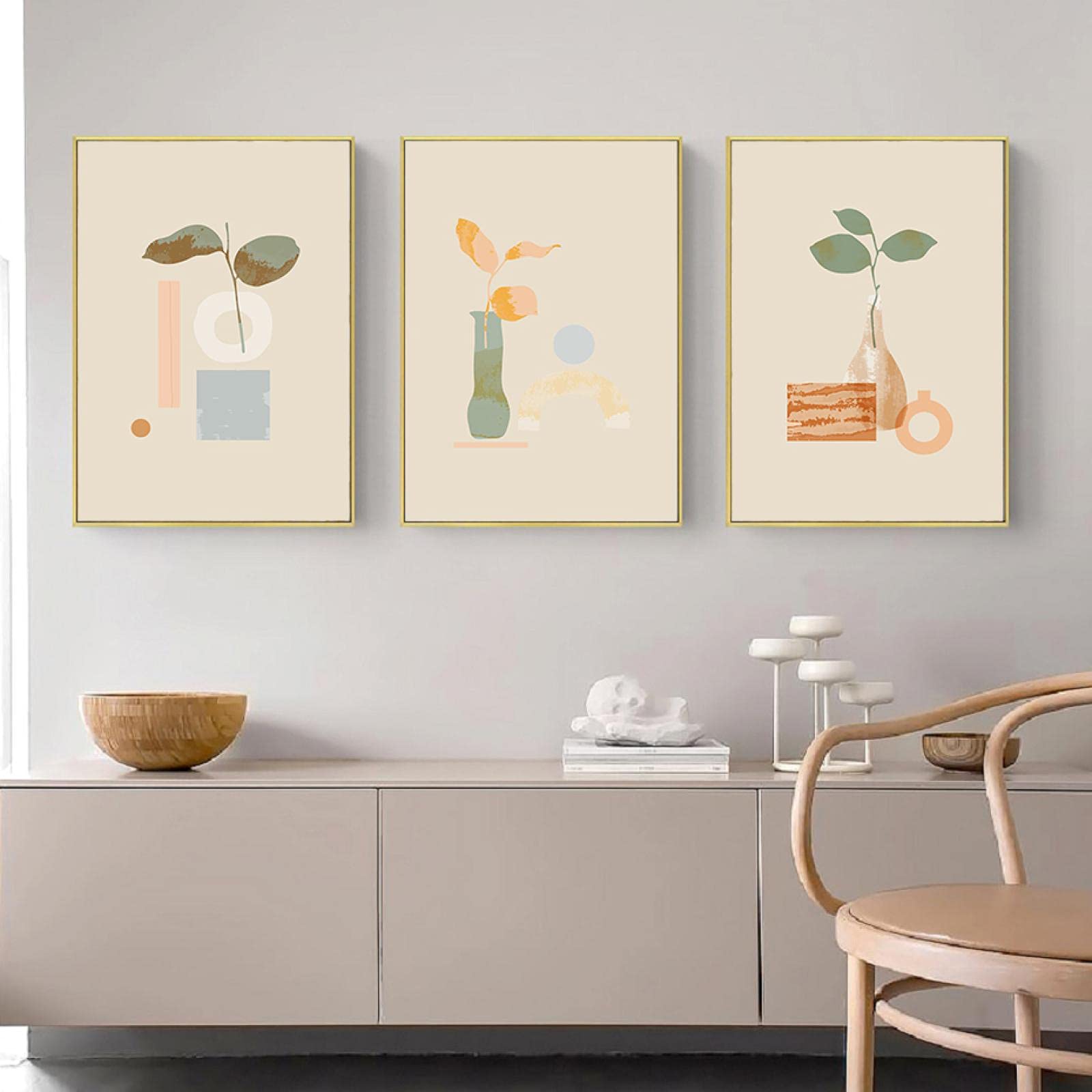 Dessin au trait moderne affiche botanique triptyque 40x60cm - 8