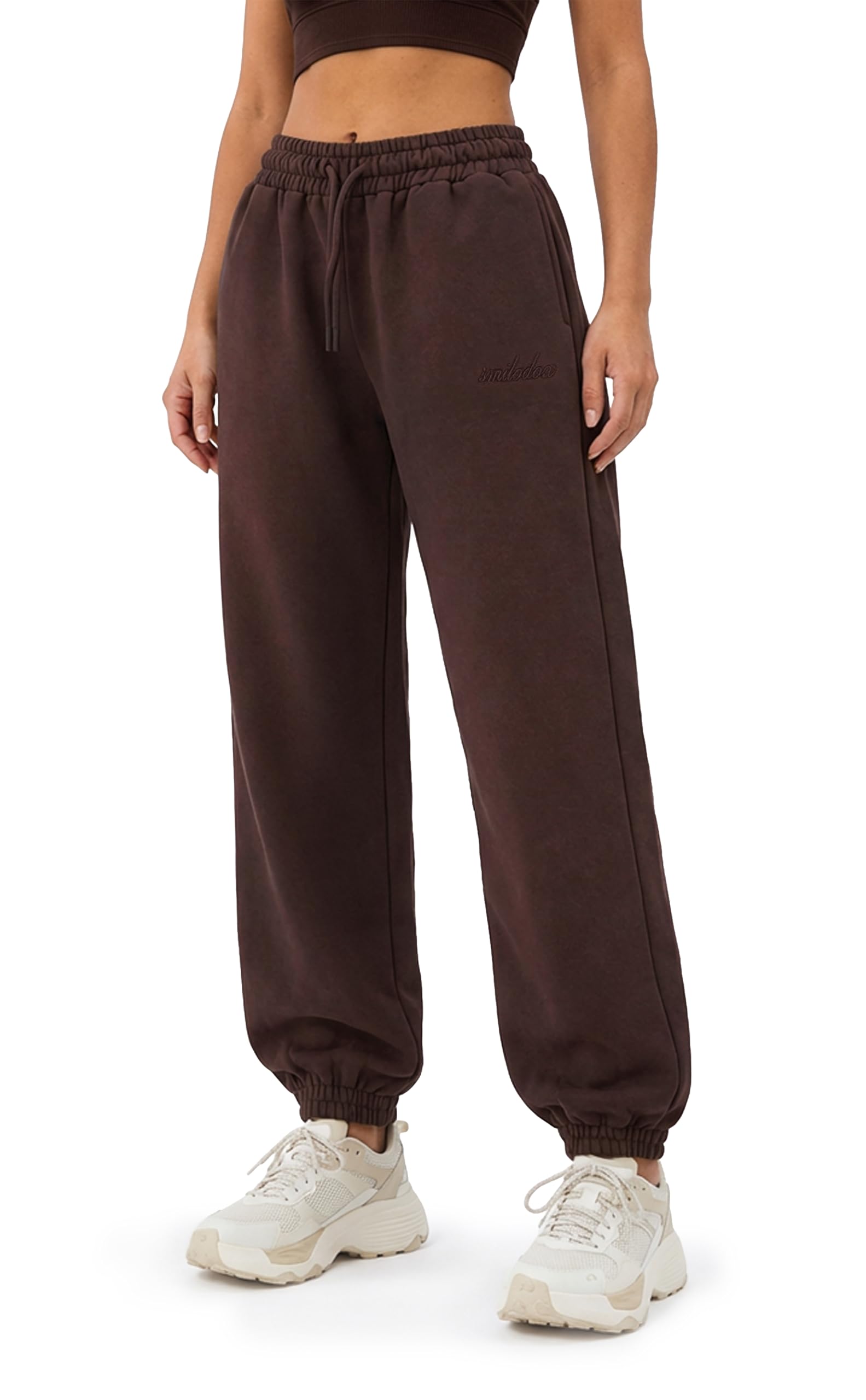 SMILODOX Jogginghose Damen Elura, Tapered Fit Trainingshose, Sweatpants mit elastischem Bund, Tunnelzug und Kordelzug, Elastische Beinabschlüsse Logo-Stitching Clean Fit, Gym & Homewear
