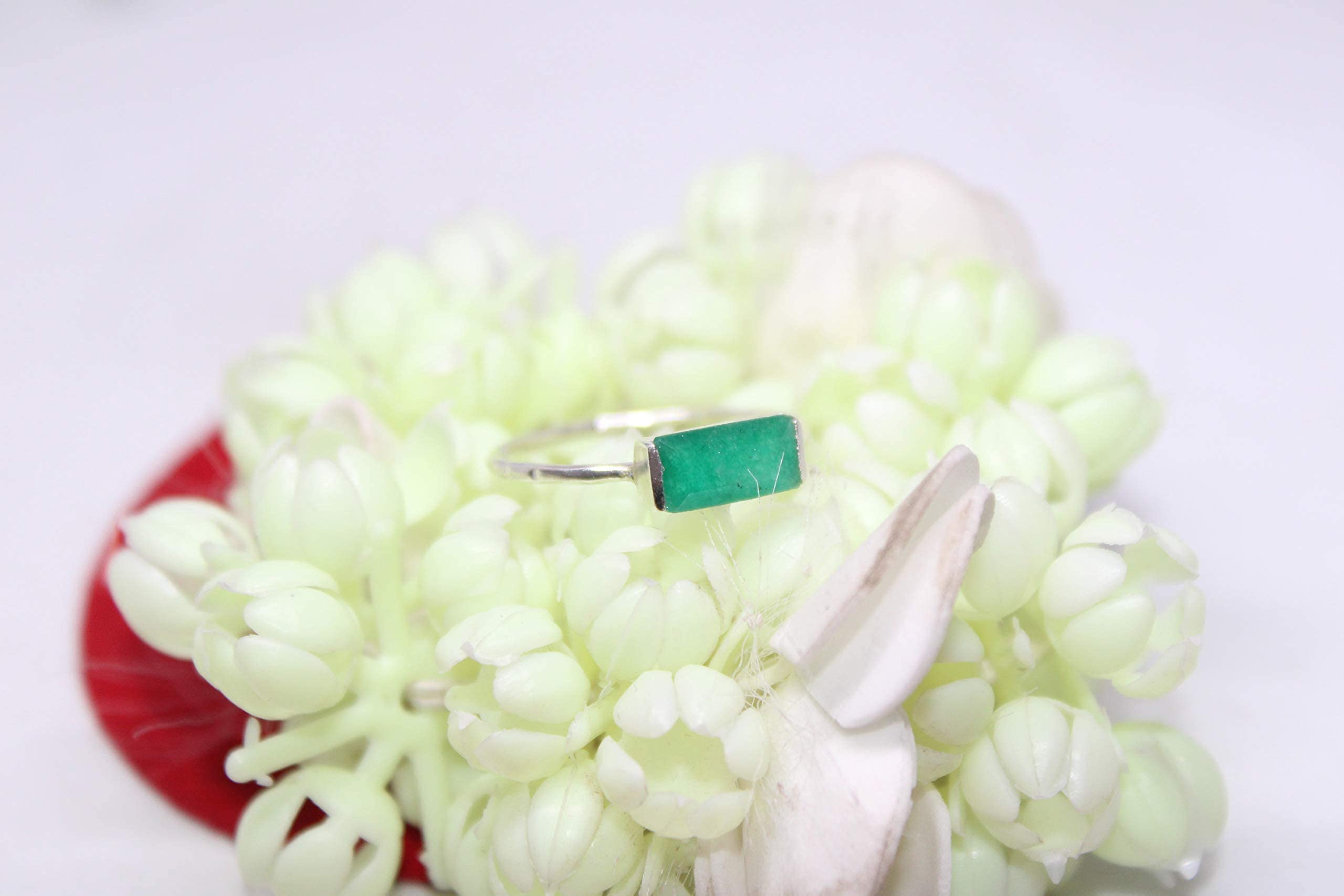 Birthstone Gemstone Baguette Shape Peridot 925 Sterling Silver Ring For Womens, Yellow/Rose Gold Plating Ring for Gift (Ruby/Opal/Lapis/Onyx/Emerald/Sapphire/Quartz/Topaz/Citrine/Garnet/CZ/Turquoise)