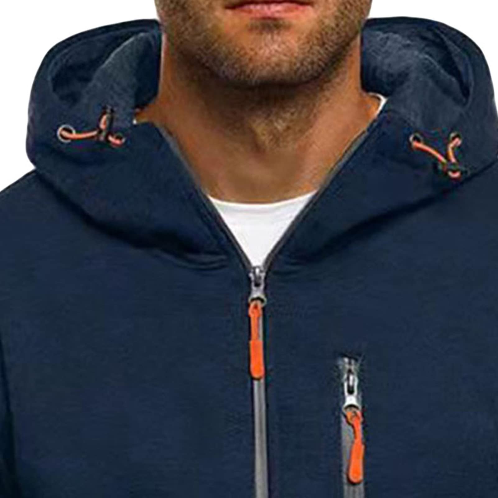 Maiyifu-GJ Fleece Hoodies for Men Long Sleeve Full Zip Up Sports Sweatshirt Lightweight Slim Fit Hoodie with Zip Pockets (Dark Blue,Small)