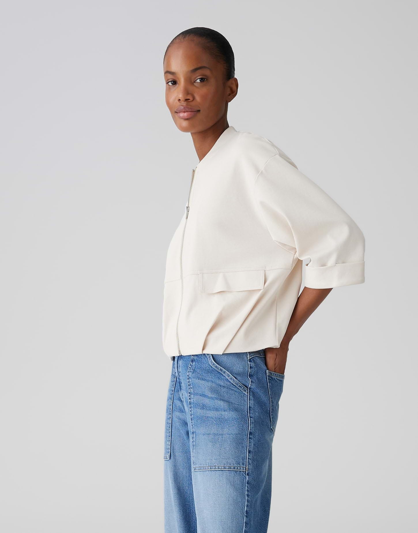 OPUS Damen Sweatshirt | Sweatjacke im Blouson Stil Loose Fit