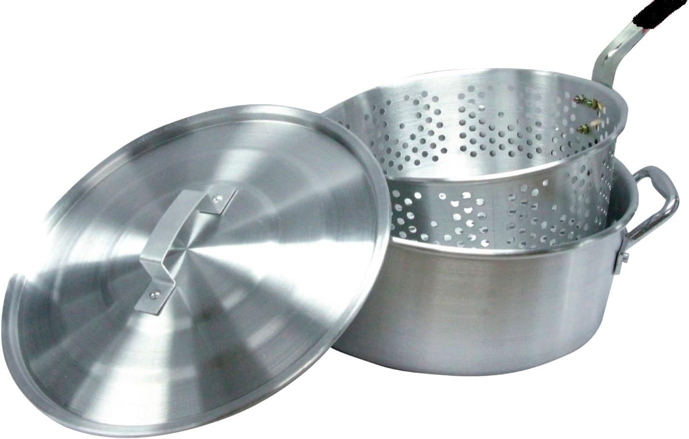 10-quart Aluminum Fry Pot with Basket and Lid