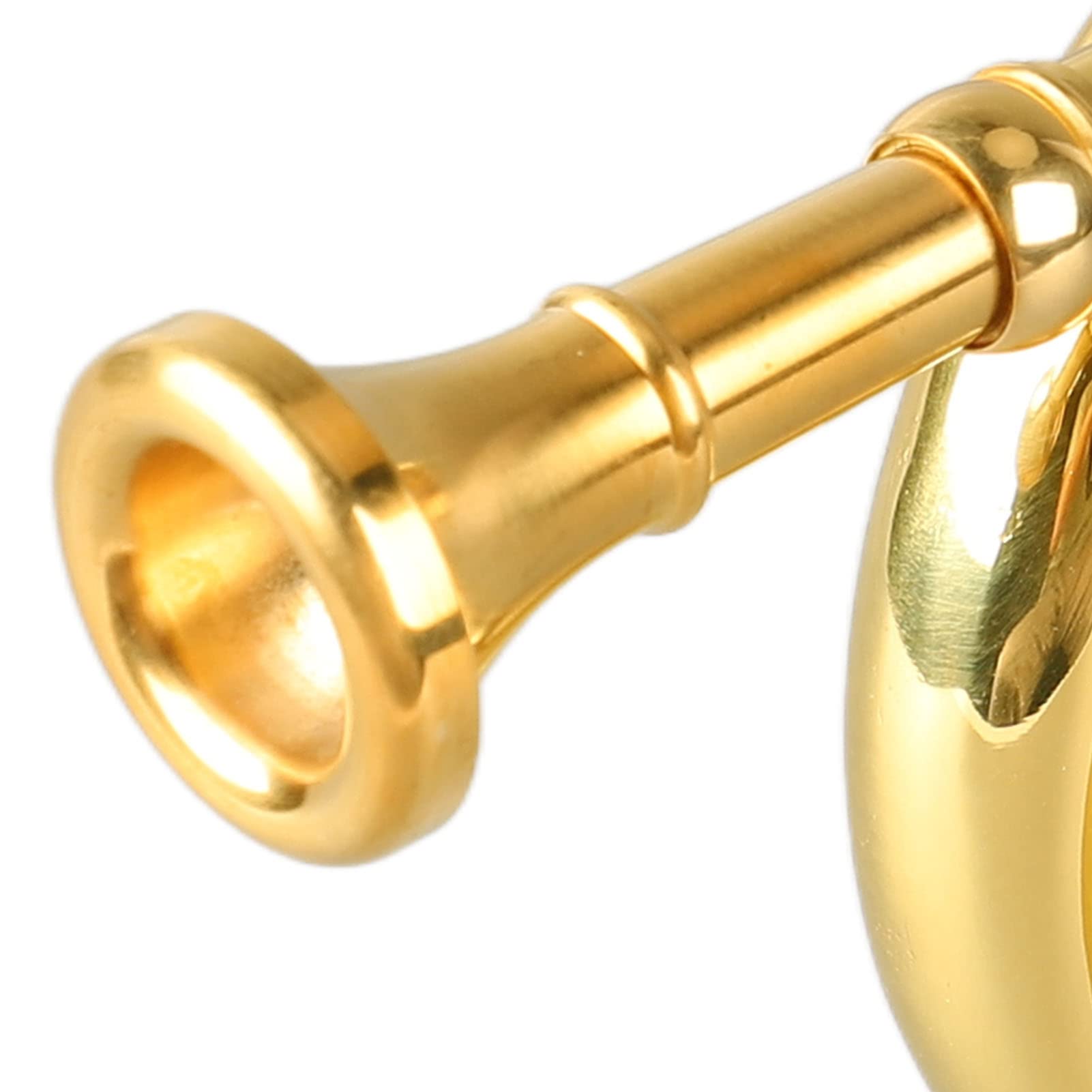 Trompette de Cavalerie Clairon en Laiton - Instrument de Style Militaire Facile à Jouer Avec Embout, Soufflant en Cuivre (Or)