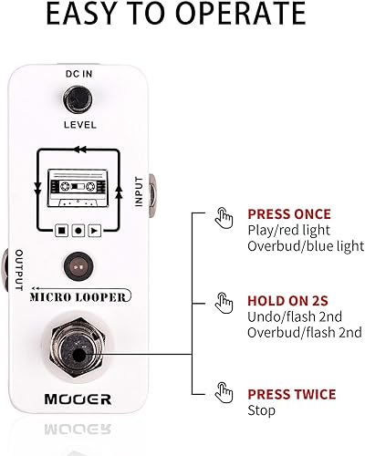 Miniatura 29 de MOOER Máquina de ritmos Groove Loop con buscador de 20 minutos, 16 ranuras de batería diferentes, 3 modos, ritmo de reproducción para bucle, Bucle