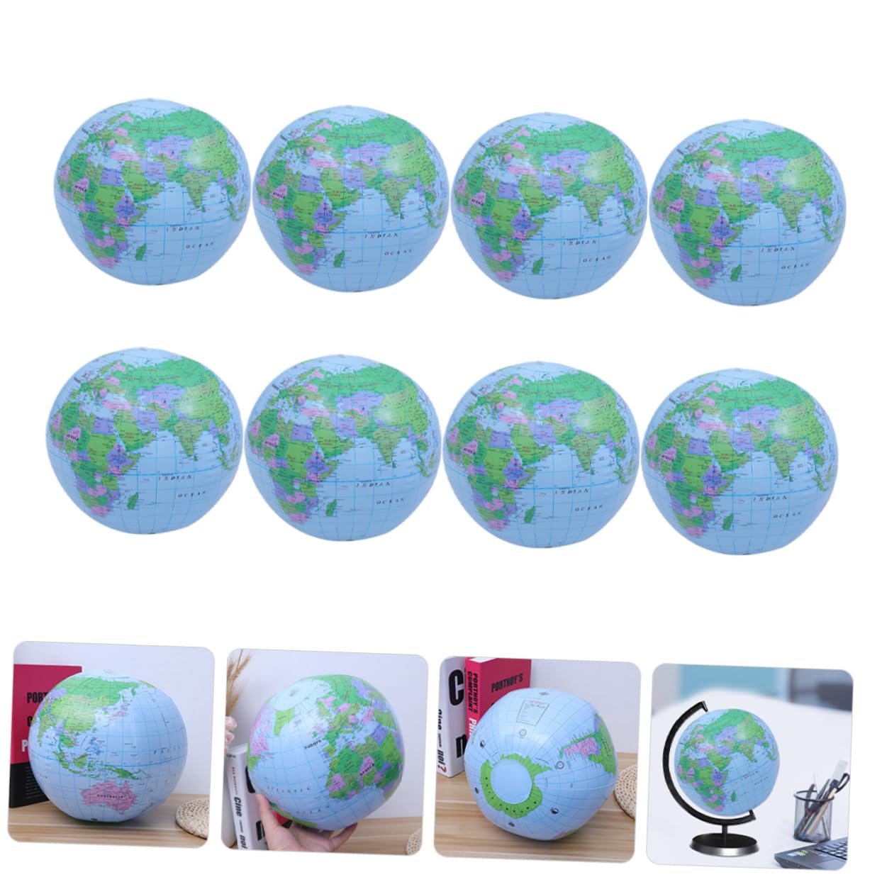 Balones de Playa Inflables Forma de Globo PVC 8 Piezas | Juguetes para Piscina, Flotan en Agua, para Fiesta Temática y Cumpleaños de Verano