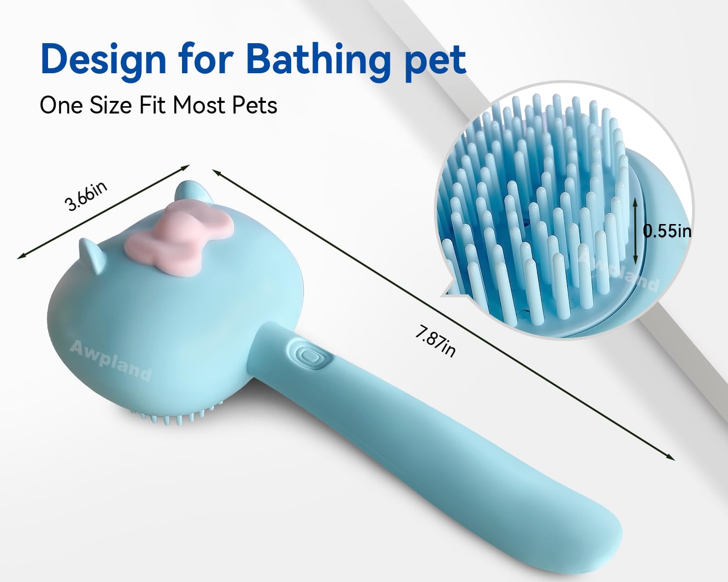 Awpland Dog & Cat Grooming Brush: Soft Shampoo Dispenser for Bathing, Deep Cleaning Supplies for Short and Long Hair Pets 4