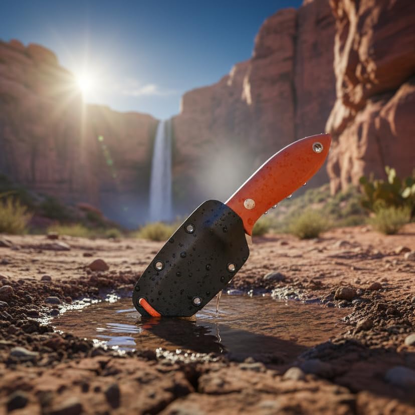 Miniatura 8 de Joker Cuchillo de caza BS9 Avispa CN117, mango de lona micarta naranja, hoja de 3.15 pulgadas de Sandvik 14C28N y funda Kydex, herramienta para